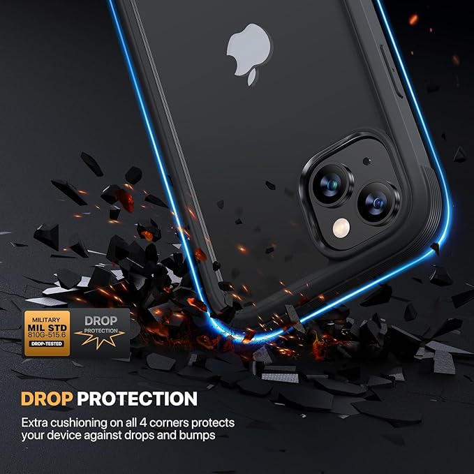 Diaclara Designed for iPhone 15 Case 6.1 Inch,Upgraded Full Body Rugged Clear Bumper Case with Built-in Privacy Screen Protector for iPhone 15,Black