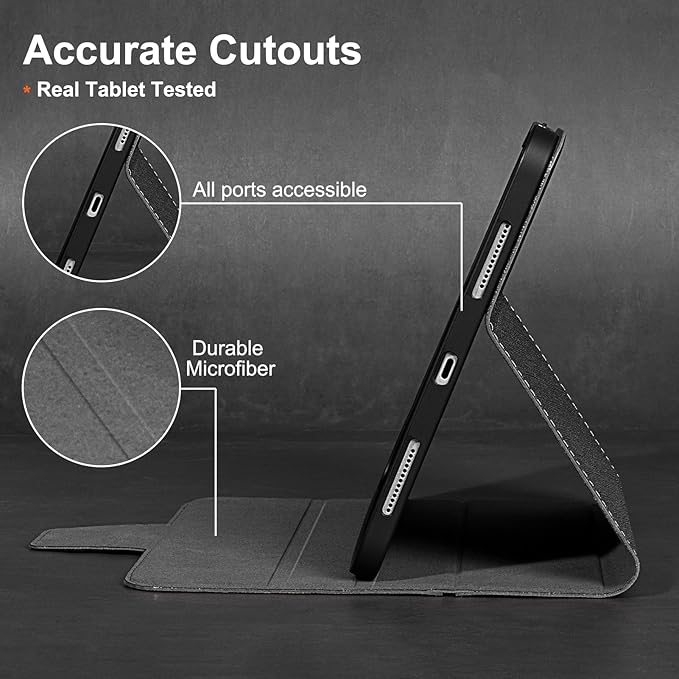 Gexmil Premium Leather Case for iPad mini 7 (A17 Pro) 2024 / iPad mini 6 Generation 2021 8.3 Inch,Pencil Holder, Magnetic Closure,Shockproof Cowhide Cover,Adjustable Stand,Palm-Print Black