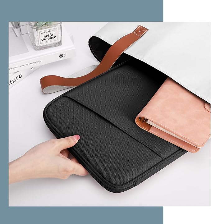 TiMOVO 13 Inch Tablet Sleeve with Pocket for iPad Air 13" M3 2025, iPad Pro 13"/12.9", Galaxy Tab S9/S10 Plus/S9 FE+ 12.4", Remarkable Paper Pro 11.8", Black