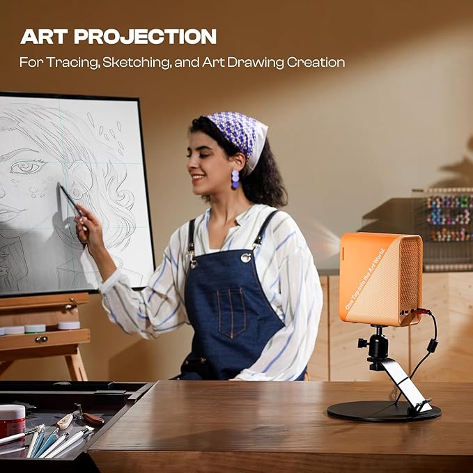 Caydo P1 Art Projector with Exclusive Drawing App for Artists, Portable Auto Focus & Keystone LED Projector for Drawing and Tracing, 4K Support, 100’’ Display, Compatible with iOS/Android, Upgraded
