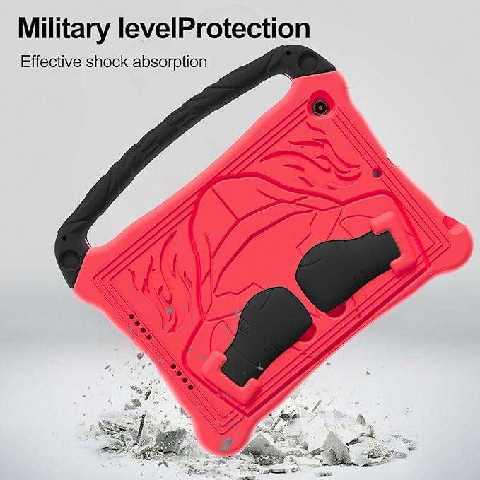 Dteck for iPad Air 3rd Generation and iPad Pro Case 10.5" 2019/2017 Release, Cute Boxing Shockproof Hard Case with Handle/Kickstand/Shoulder Strap, Protective Lightweight Kids-Friendly Cover, Red