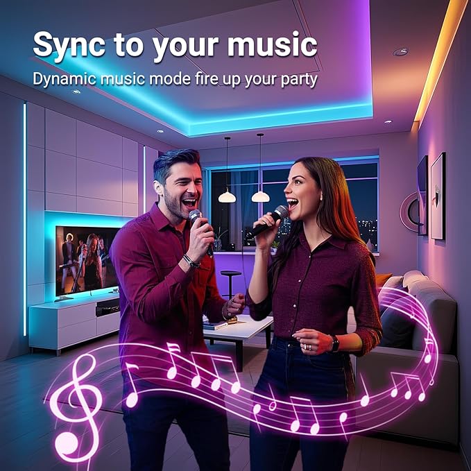 hyrion Smart LED Strip Lights 100ft WiFi, RGB Color Changing Lights Work with Alexa and Google Assistant, 16 Million Colors with App Control and Voice Control Led Lights for Bedroom, Room Decor
