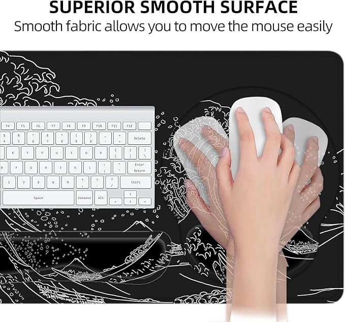 LATEEFAH Mouse Pad with Wrist Rest, Large Mouse Pad, Ergonomic Gaming Desk Pad Keyboard Wrist Rest Set, 4-in-1 Desk Mat Keyboard Mat for Home, Office
