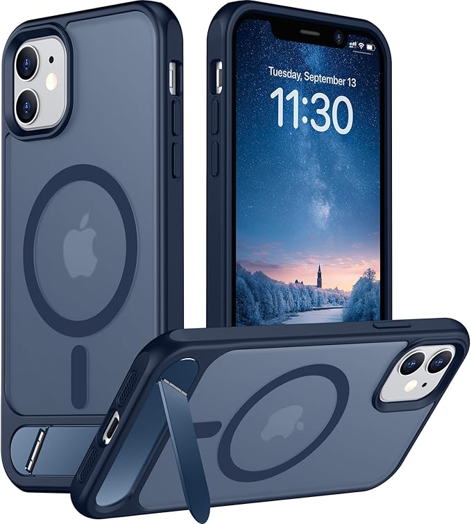 Magnetic Compatible with iPhone 11 Phone Case, [Built-in Invisible Kickstand][Compatible with MagSafe] [Military Grade Shockproof] Slim Translucent Matte Phone Case for iPhone 11 6.1"