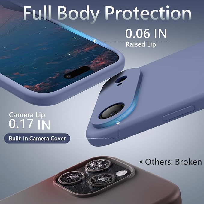 FireNova Magnetic for iPhone Air Case, Compatible with MagSafe, [Integrated Silicone Camera Control Button] [Camera Protection] Microfiber Lining Phone Case for iPhone 17 Air, 6.5", Lavender Gray