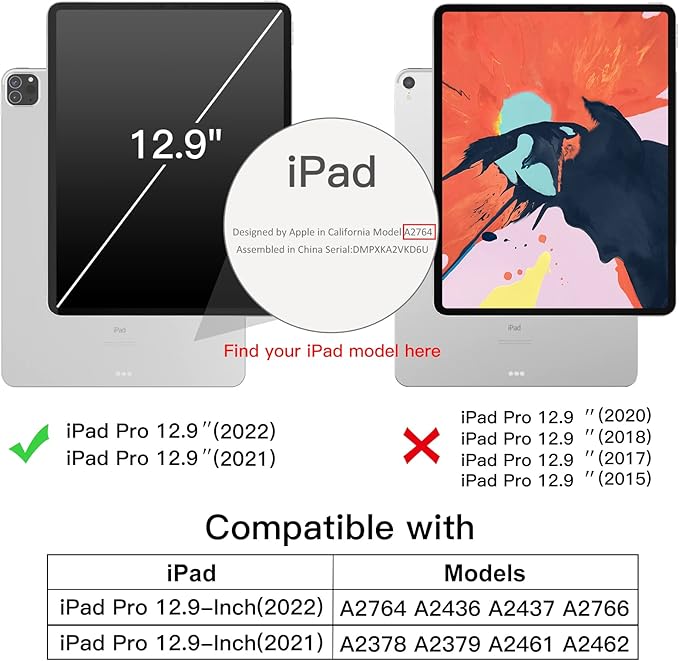 JETech Case for iPad Pro 12.9-Inch (6th/5th Generation, 2022/2021 Model), Slim Stand Hard Back Shell Smart Cover with Auto Wake/Sleep (Red)