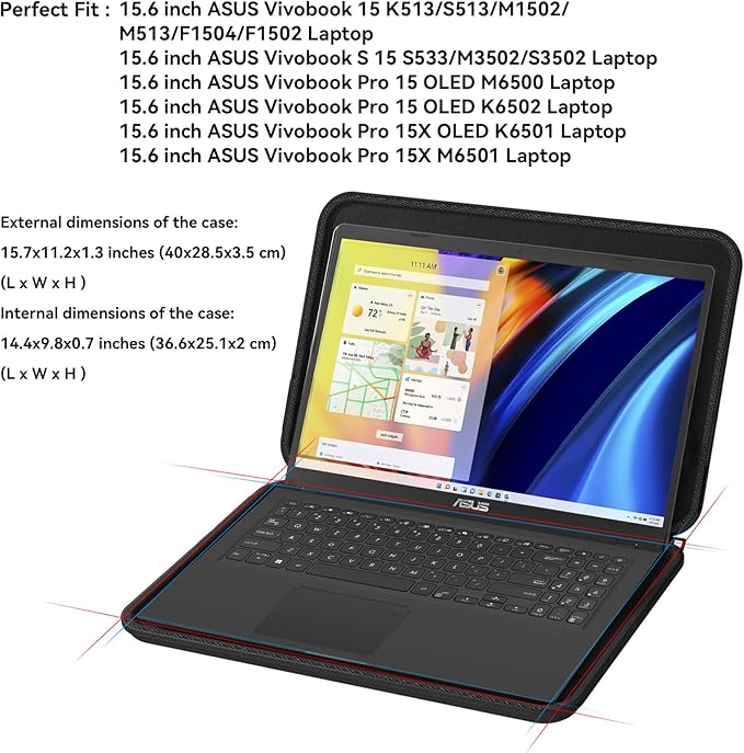 Smatree Hard EVA Protective Sleeve for 15.6 inch ASUS Vivobook 15 K513/M1502, for 15.6 inch Vivobook S 15 S533/M3502, for Vivobook-Pro 15 OLED M6500/K6502,Vivobook-Pro 15X OLED K6501/M6501 Case(A1600)