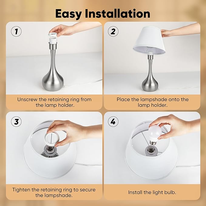 17” Touch Table Lamp for Bedroom Set of 2, 3-Way Dimmable Bedside Lamp for Nightstand, Modern Metal Desk Lamp with Linen Shade for Living Room, Kids Reading, Dorm, Home Office Decor, Bulb Included