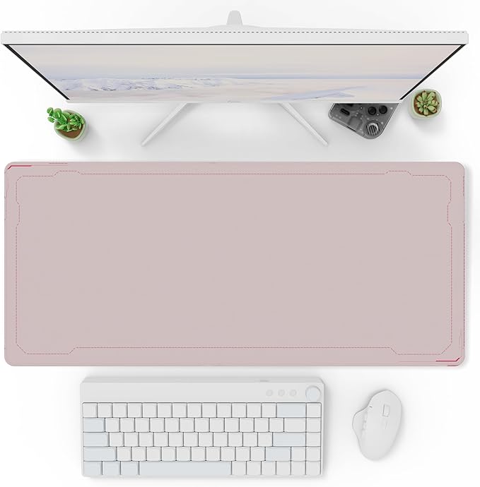 Pixio Mouse Pads - 36 x 16 inch XXL Pink Border Multifunctional Large Desk Mats for Gaming, Office, Desktop Anti-Slip Waterproof Washable Computer Mouse Mat