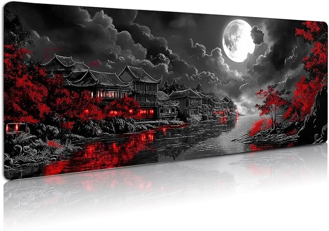 Extended Gaming Mouse Pad, Large Mouse Mat 3 mm Nature Rubber Base Mousepad with Stitched Edges, Non-Slip Desk Mat for Office Home Great Gift 31.5x11.8 Inch (Dark Canyon 6)