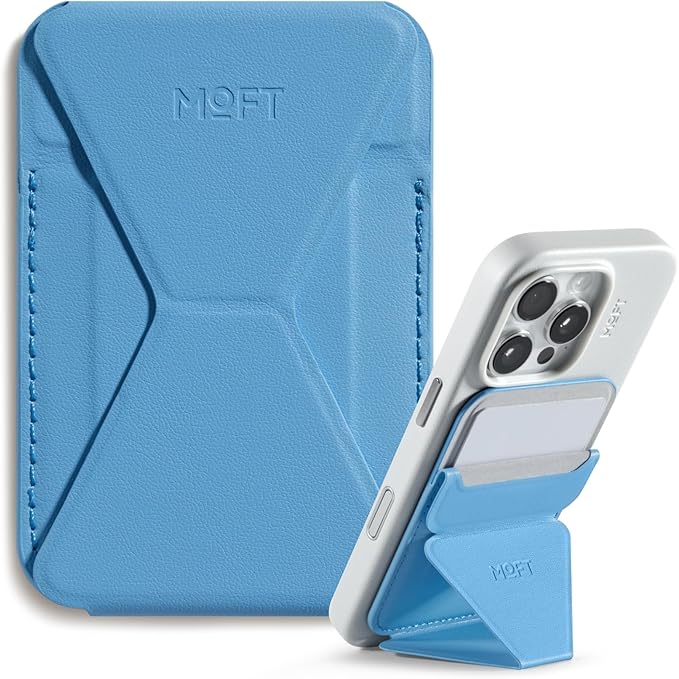 MOFT Magnetic Wallet Stand Compatible with iPhone 17/16/15/14/13/12 Series, Angle Adjustment & Magsafe Compatible MOVAS Phone Stand,Faded Jeans