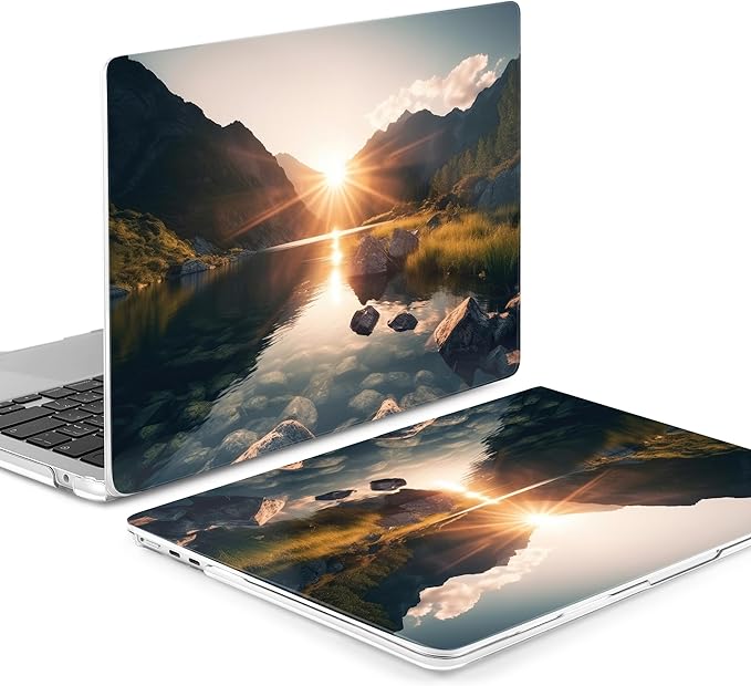 Batianda Premium Case for New MacBook Air 15 inch with M5 M4 M3 M2 Chip 2026 2025 2024 2023 Release, Designed Ultra-Slim Hardshell & Keyboard Cover & Screen Protector 4-in-1 Bundle, Mountain Sunrise
