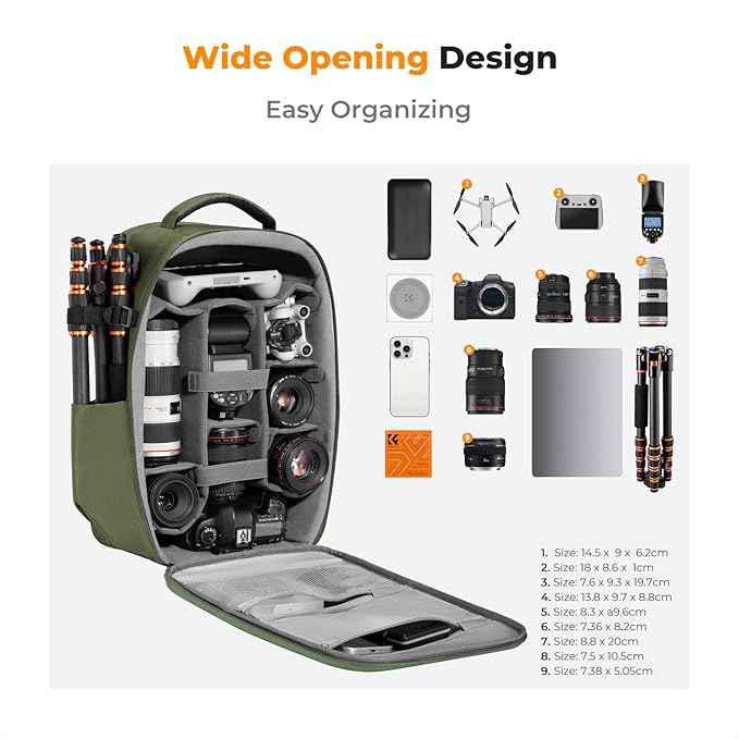 K&F CONCEPT Camera Backpack,Hardshell Photography DSLR Camera Bag with 15-15.6 Inch Laptop Compartment Hard Shell Camera Case Compatible with Canon/Nikon/Sony/DJI Mavic Drone