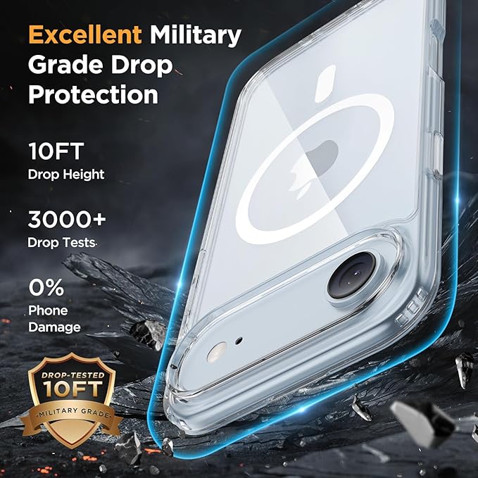 Miracase Magnetic for iPhone Air Case with Screen Protector(Compatible with MagSafe), Slim Thin Translucent Matte Military-Grade Protected Phone Cover for iPhone 17 Air 6.5", Clear