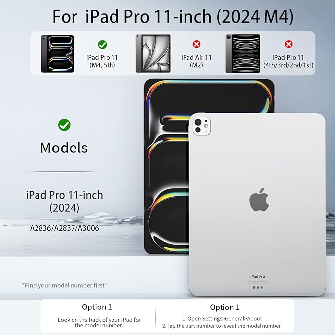 Slim Case for iPad Pro 11 inch M5/M4 Chip, iPad Pro 11 6th/5th Gen 2025/2024 Case with Pencil Holder, Trifold Stand, Shockproof Clear Back Cover, Leopard Composition Book