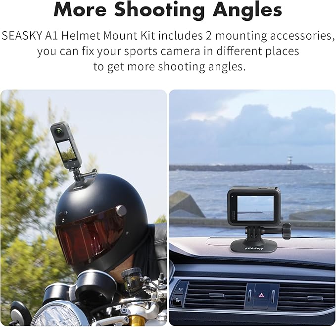 SEASKY A1 Flexible Adhesive Helmet Mount Genuine 3M for GoPro Hero13/12/11/10/9/8 DJI Action 5 Pro 4 3 2 OSMO360 Insta360 X5 X4 X3 Ace Pro 2 Sports Camera Accessories Flat Curved Surfaces