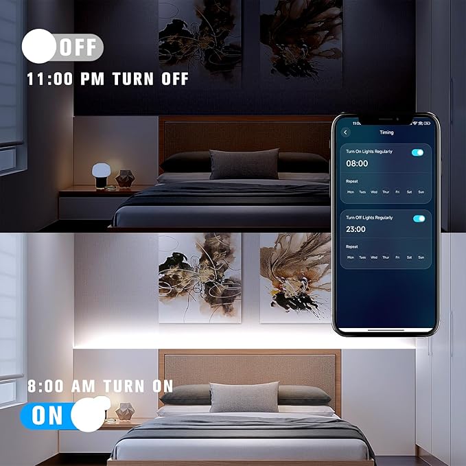 DAYBETTER COB LED Strip Lights,LED Lights for Bedroom 32.8ft,Daylight White 6500K Dotless LED Light Strip,3200 LEDs Super Bright Dimmable 24V Flexible Tape Lights with Remote,Kitchen,Cabinets Lighting