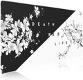 Black White Cherry Blossom Mouse Pad Japanese Sakura Death Life Extended Desk Mat 90X40 CM Non-Slip Rubber Base Stitched Edge Large xxl Playmat for Gaming Laptop Computer Office Desktop,35.4×15.7 Inch