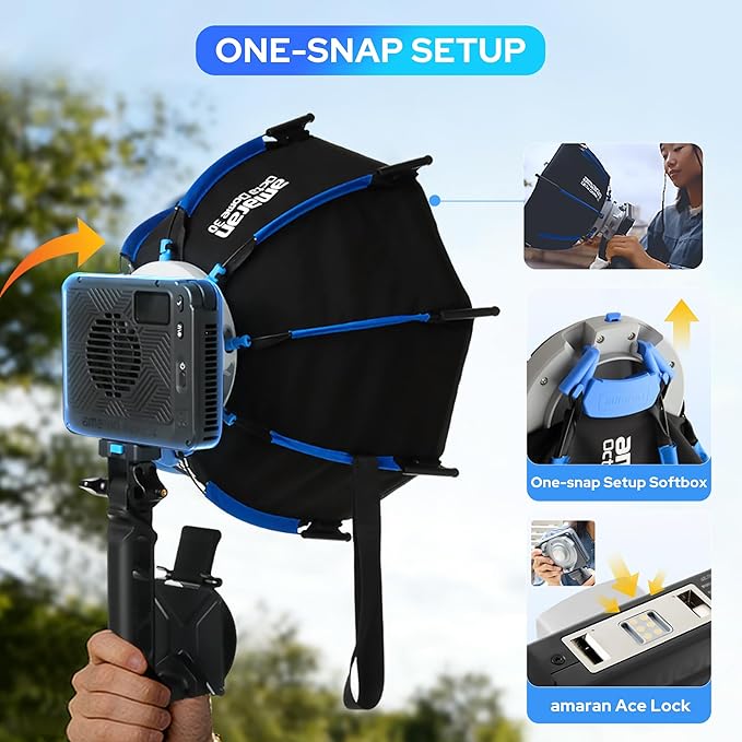 Amaran Ray 60c RGB Video Light,60W Portable Studio Photography Light CCT 1,800K-20,000K with Softbox Portable Bag for YouTube,TikTok,Live Streaming,Weddings,Vlog