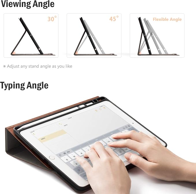 Antbox Case for iPad Air 2/iPad 6th/5th Generation(9.7'')/Pro 9.7''/Air 1 Vegan Leather Case with Pencil Holder Auto Sleep/Wake Function Smart Cover for iPad 9.7'' (Brown)