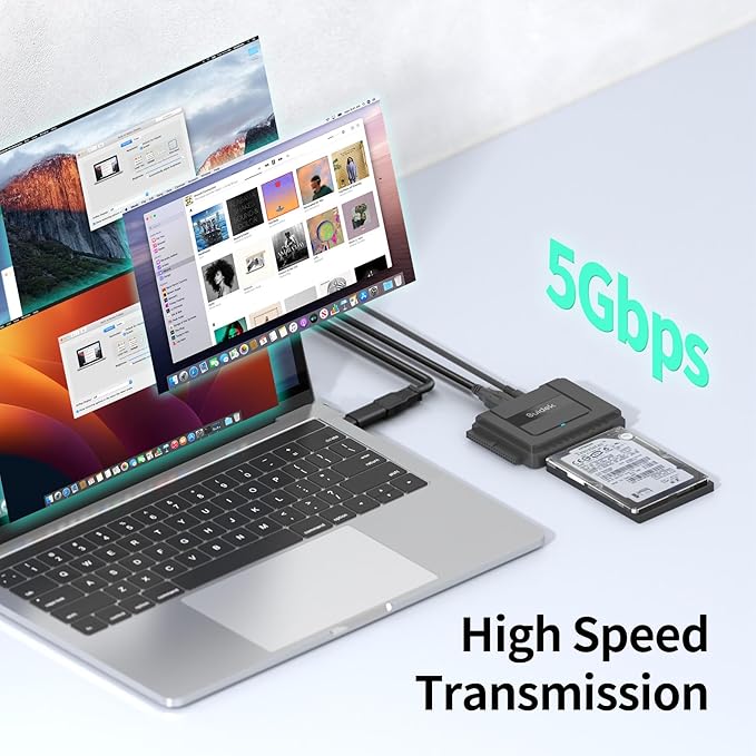 SUIDEK USB 3.0 to IDE & SATA Adapter, External Hard Drive Converter Kit for 2.5"/3.5" HDD/SSD, IDE to USB C, Includes 12V/2A Power Adapter, Plug & Play for Windows/Mac/Linux