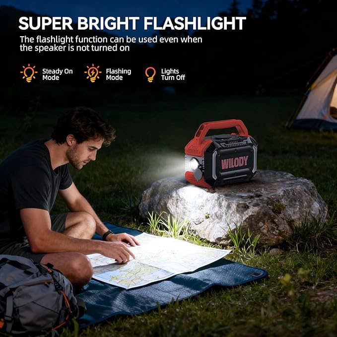 Wilody Speakers Bluetooth Wireless, 100W Loud Outdoor Speaker with Bass, IPX7 Waterproof Floatable, 20H Playtime, RGB Light, Portable Speaker with TWS for Work, Outdoor, Garage, Camping (Crimson)