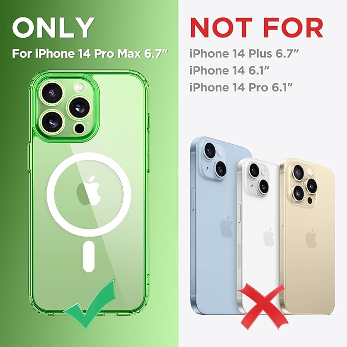 CAPRARO Magnetic for iPhone 14 Pro Max Case, [Compatible with MagSafe] [Full Camera Protection] Shockproof Protective Slim Translucent Matte Phone Case for iPhone 14 Pro Max 6.7'', Clear Green
