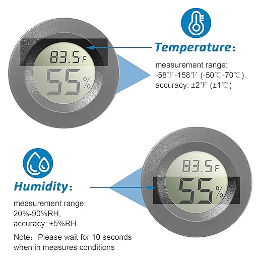 Weewooday Mini Hygrometer Thermometer Digital LCD Monitor Indoor/Outdoor Room Humidity Meter Temperature Gauge for Greenhouse Garden Reptile Incubator Cellar ℉/℃(Black,8 Pcs)
