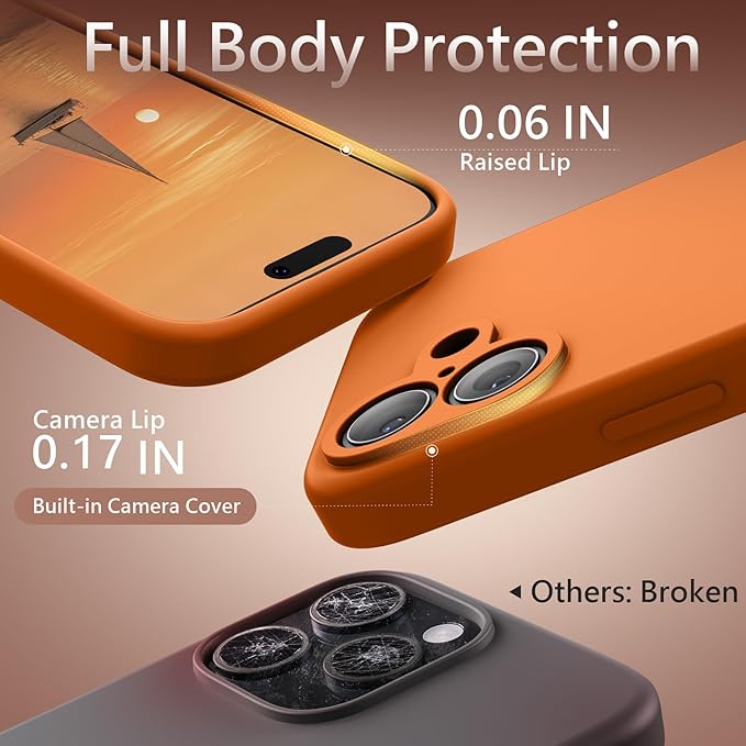 FireNova Magnetic for iPhone 17 Case, Compatible with MagSafe, [Integrated Silicone Camera Control Button] [Camera Protection] Anti-Scratch Microfiber Lining Phone Case, 6.3", Orange