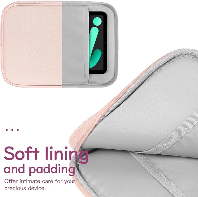 Dadanism 8-9 Inch Tablet Sleeve Bag Carrying Case for iPad mini 7th/6th 8.3", iPad mini 7.9", Galaxy Tab A7 Lite/A9 8.7", ‎Remarkable Paper Pro Move 7.3" 2025, Tab M8 8", Tab M9 9", Pink