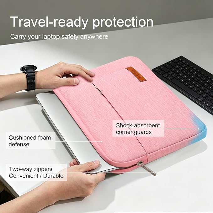 Lacdo Chromebook Case 11 Inch Laptop Sleeve for 11 Inch Acer HP Lenovo Dell Samsung ASUS Chromebook Spin 3 11, 13 inch New Surface Pro 11 Copilot+PC / 10 9 8 X, 11.6" MacBook Air Computer Bag, Peach
