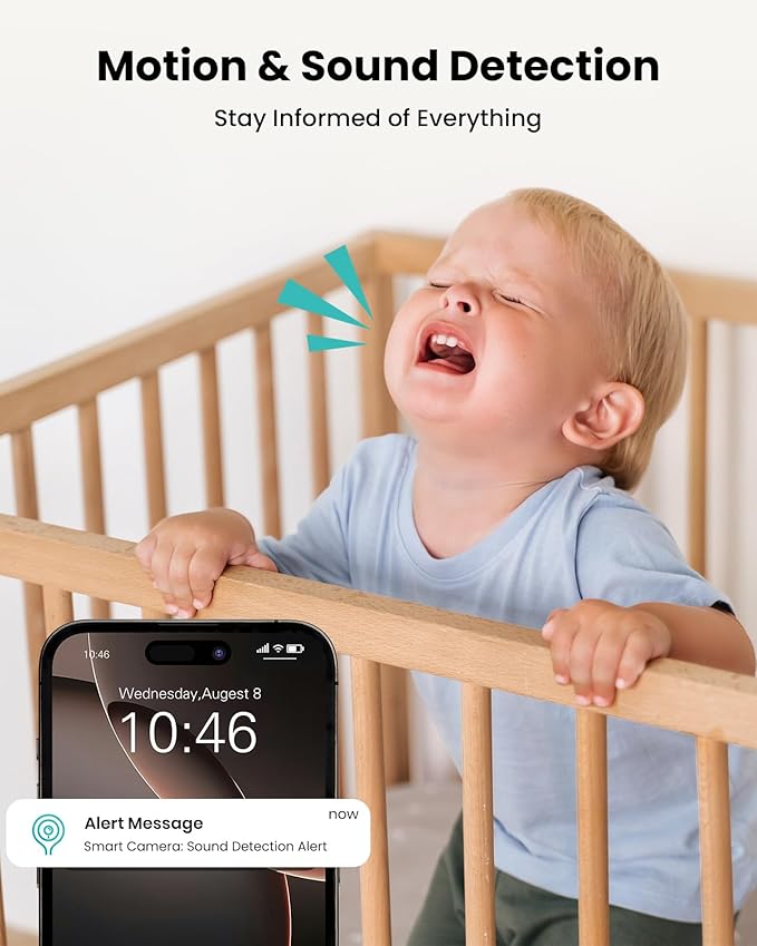 3K Indoor Security Camera 360°PTZ Home Baby/Pet Monitor, Auto Tracking,2.4/5GHz WiFi, AI Motion & Sound Detection,2-Way Audio, Night Vision, SD/Cloud Storage, Works with Alexa, No Monthly Fee
