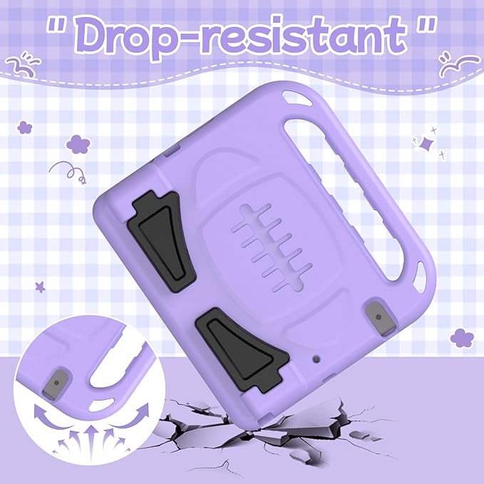 BMOUO Kids Case for iPad 5th/6th Generation, iPad 9.7 2018/2017 Case with Screen Protector, Shockproof iPad Air 2 Case with Handle Stand, Light Purple