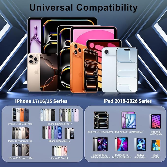iPhone 17/16/15 Fast Charger,2-Pack USB C 2in1 Dual PD Charging Block with 10FT Long Type C to C Woven Charger Cable for Apple iPhone 17e/17 Pro Max/17 Pro/Air/iPhone 16 Pro Max/16e/15 Pro/15 Plus