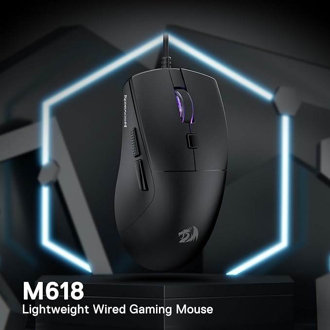 Redragon M618 Wired Gaming Mouse, 10000 DPI Optical Ergonomic Mouse with 6 Programmable Buttons, 84G Ultra Lightweight, Software Supports DIY Keybinds, Black