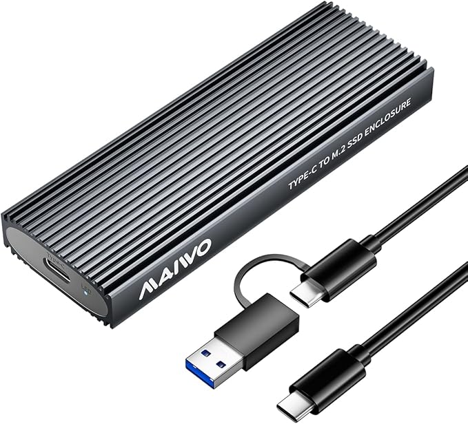 MAIWO M.2 NVMe SATA SSD Enclosure, USB 3.1 GEN2 10Gbps with UASP Trim, Up to 8TB, Tool Free PCIe NVMe NGFF SATA SSD Reader Case for 2230/2242/2260/2280mm M Key B+M Key
