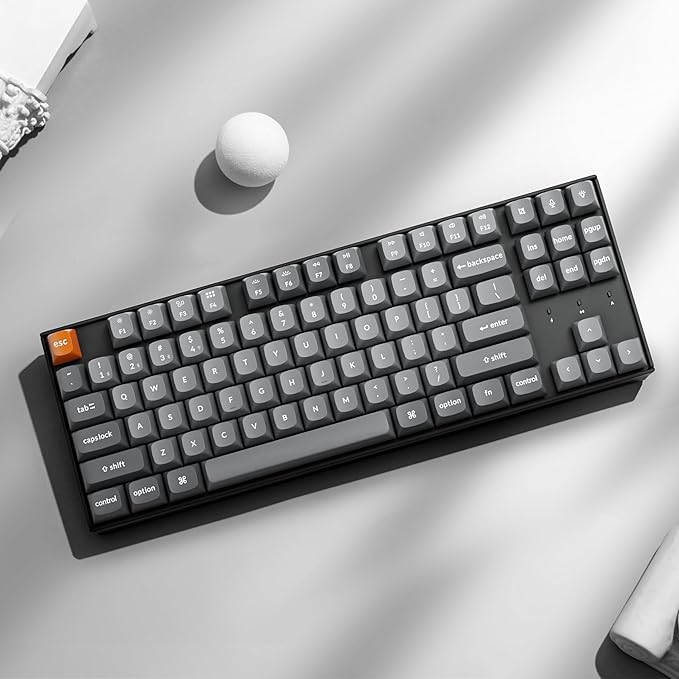 Keychron K8 Max Custom Mechanical Keyboard Wireless, TKL 2.4 GHz/Bluetooth 5.1/Wired QMK Programmable RGB, Hot-Swappable with Keychron Super Red Switch Compatible with Mac Windows Linux