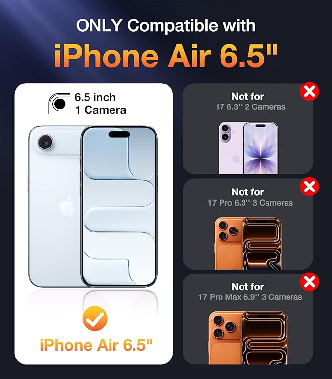 Diaclara Magnetic Designed for iPhone Air Case Full Body Bumper,[Compatible with MagSafe] Military Drop Proof Cover with Built-in Touch Sensitive Anti-Scratch Screen Protector for iPhone 17 Air Black