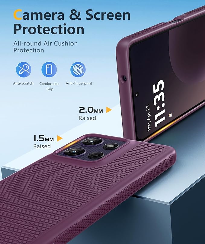 FNTCASE for Moto G-Power 2026 Case: Motorola Moto G Power 2025 Case 14FT Military Grade Drop Protection with Screen Protector Shockproof Anti-Slip Sweat-Resistant Matte TPU Daily Cover (Burgundy)
