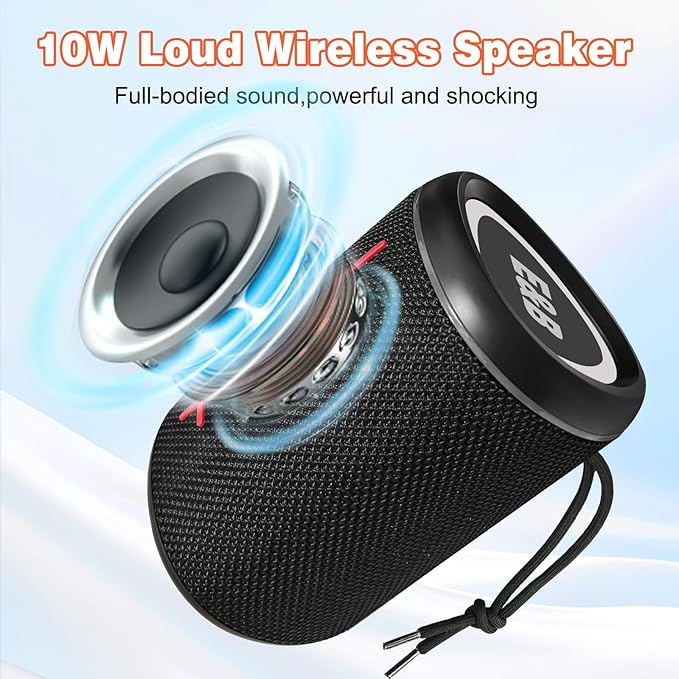 Portable Bluetooth Speaker with Lights, IPX4 Waterproof, Small Wireless Speaker for Home Party Outdoor Beach, Loud Sound, Bluetooth 5.3, TWS Pairing, Support TF Card
