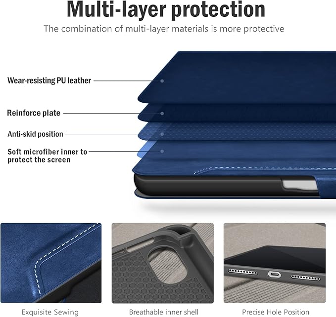 Antbox Case for iPad mini 7 A17 Pro, iPad mini 7th/6th Generation Case (2024/2021) with Pencil Holder Vegan Leather Smart Cover with Auto Sleep/Wake Stand Function