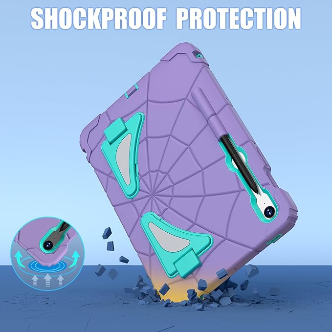 AKABEILA Compatible with Samsung Galaxy Tab S10 FE 2025/Tab S10 Lite 2025 Tablet Case，Lightweight Shockproof Rugged Protective Cover with Kickstand for Kids Children Boys Babies Purple Mint Green