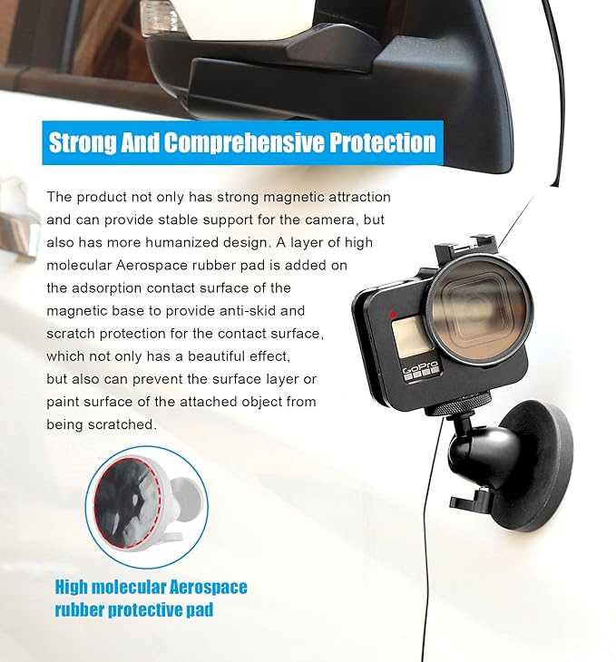 Action Camera Magnetic Mount for Gopro Hero 13 12 11 10 9 8 DJI Osmo Insta360 AKASO and Other Action Camera Aluminum 360° Rotation Magnetic Camera Mount with 1/4’’-20 Thread Stud