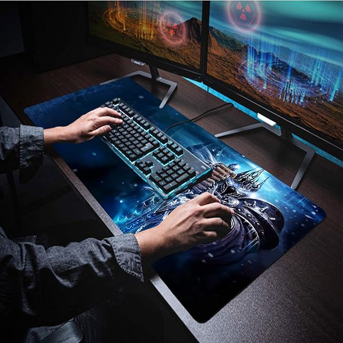 Mouse Pad XXL Lich King,Extra Large Gaming Mousepad Laptop Desk Pad Mat,Non-Slip Rubber Base,Stitched Edges,Smooth Fabric,Computer Keyboard & Mice Combo Pads 31.5x15.7