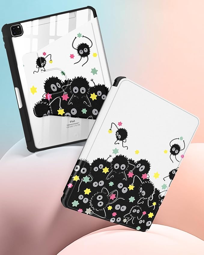 Uppuppy for iPad Air 11 inch Case, Air 5th/4th Generation 10.9, Pro 11'' Case Women Girls for Apple Pencil Holder Cute Cartoon Rotating Folio Cover for iPad Air 11 2024 (M2), 10.9 2022 2020, Pro 11