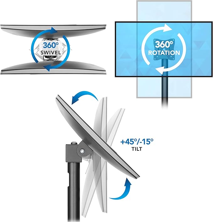 Mount-It! Fixed Height POS Monitor Mount – 19.7” Monitor Pole Mount for Retail Checkout Counters and Point of Sale Systems, Bolt-Down Base, VESA 75x75 & 100x100, Fits 13–32” Monitors, 33 lb Capacity