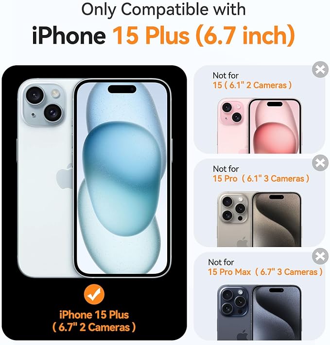 CANSHN Magnetic for iPhone 15 Plus Case Clear, Upgraded [Full Camera Protection] [Compatible with Magsafe] Non-Yellowing Protective Shockproof Bumper Phone Case 6.7 inch - Clear
