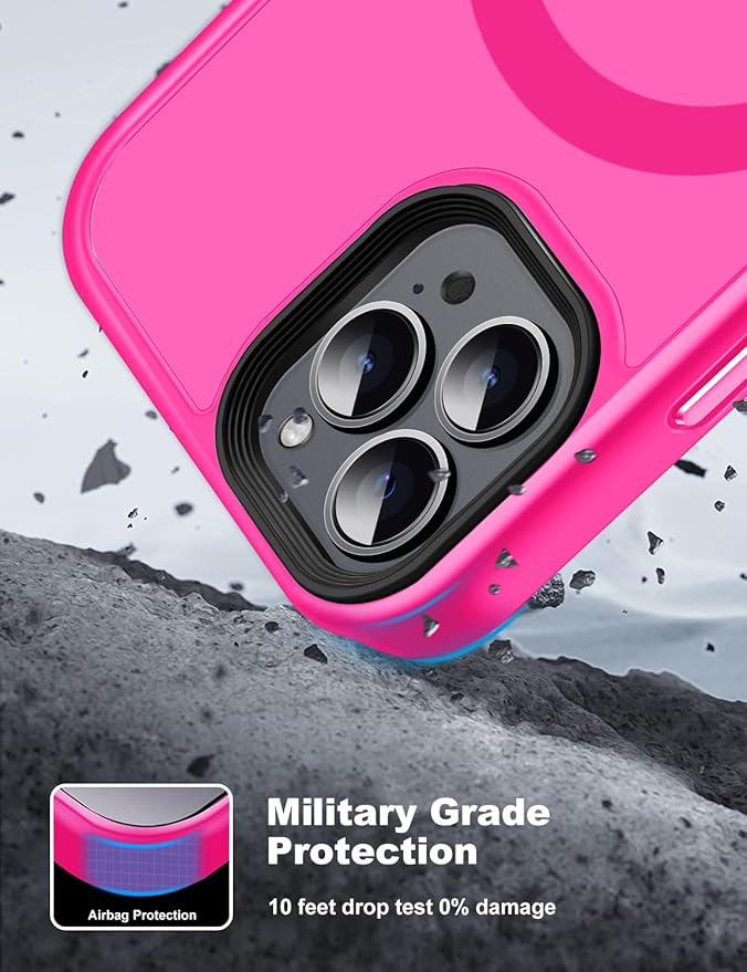Tigowos for iPhone 15 Pro Magnetic Case Fits MagSafe Drop Resistant Shockproof Back Cover Fits iPhone 15 Pro Phone Cases 6.1", Hot Pink