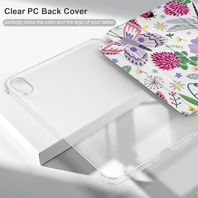 DONGKE for iPad mini 7 (A17 Pro) 2024 & iPad mini 6 2021 8.3 Inch, Slim Foldable Stand Hard PC Translucent Back Shell Smart Cover for iPad mini 7th/6th Generation [Auto Wake/Sleep] - Dragonfly