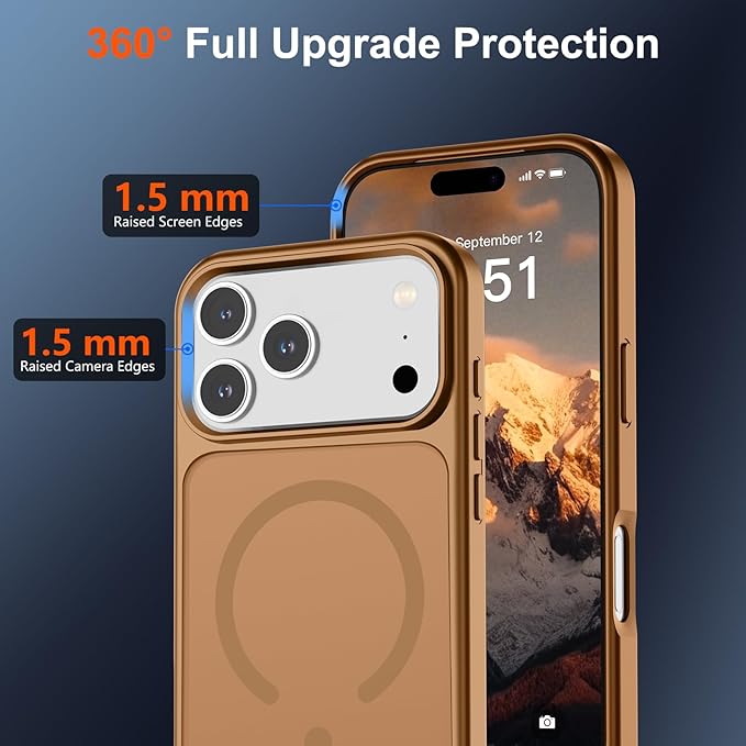 SUPFINE Magnetic for iPhone 17 Pro Case (Compatible with MagSafe)(Military Grade Drop Protection) Translucent Matte Shockproof with Anti-Fingerprint Phone Cover,Brown